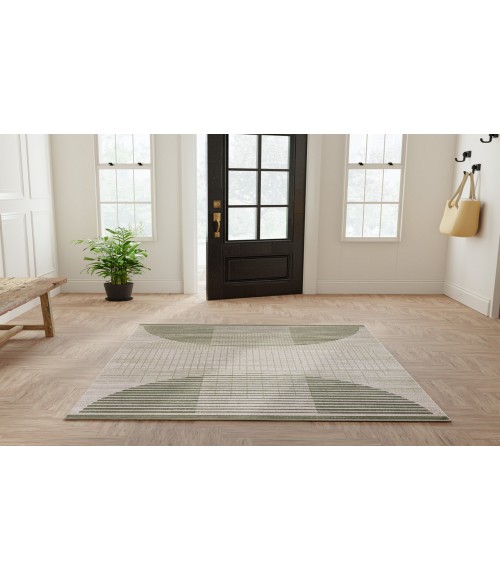 Nourison Astra Machine Washable Ivory Olive ASW03 4 ft. X 6 ft. Rectangle Rug