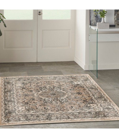 Nourison Quarry Beige Grey QUA05 5 ft. X Square Rug
