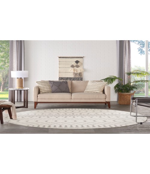 Nourison Astra Machine Washable Ivory ASW10 5 ft. 3 in. Round Rug