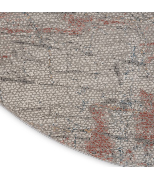 Nourison Rustic Textures Area Rug RUS15 Light Grey/Rust 7'10" Round