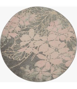 Nourison Tranquil(Traql) - Tra08 Grey Pink Area Rug 5 ft. 3 X Round