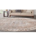 Nourison Astra Machine Washable Beige ASW12 5 ft. 3 in. Round Rug