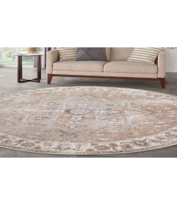 Nourison Astra Machine Washable Beige ASW12 5 ft. 3 in. Round Rug