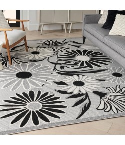 Nourison Aloha - Alh33 Black White Area Rug 5 ft. 3 in. X 7 ft. 5 in. Rectangle