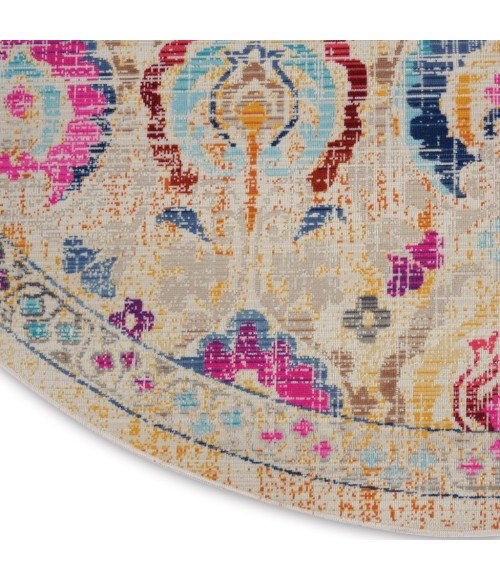 Nourison VINTAGE KASHAN Area Rug Nourison Vintage Kashan Round Area Rug VKA04-Ivory/Multicolor