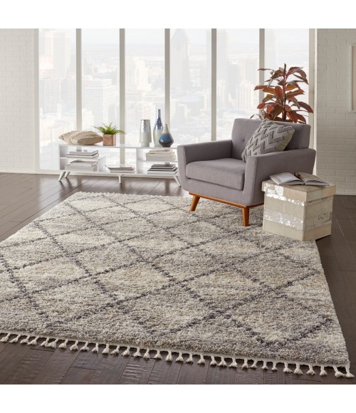 Nourison Oslo Shag Ivory/Grey OSL01 8 ft. X 11 ft. Rect. Rug