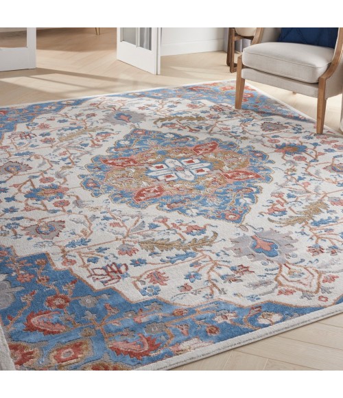 Elation Area Rug Nourison Elation Area Rug ETN09 Ivory Blue 9' x 12'
