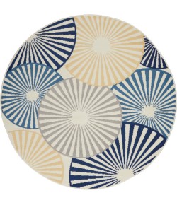 Nourison Home Grafix GRF20 White 5 ft. 3 in. Round Area Rug
