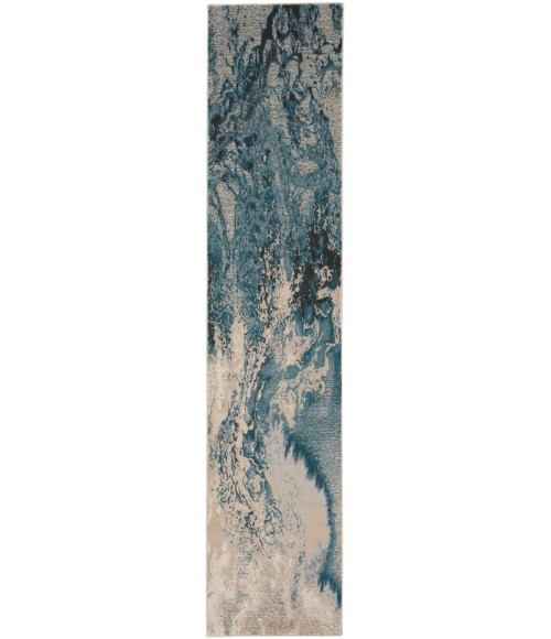 Maxell Area Rug Nourison Maxell Area Rug MAE08 Ivory/Teal 2'2" x 10'