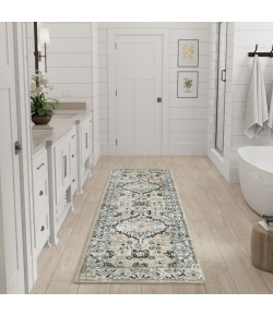 Nourison Home Washable Decor Taupe Blue WSD12 2 ft. X 6 ft. Rectangle Rug