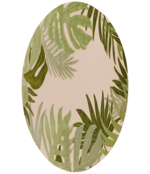 Nourison Aloha Ivory Green ALH40 5 ft. 3 in. Round Rug