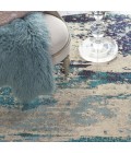 Nourison Celestial Round Area Rug CES02-Ivory/Teal Blue