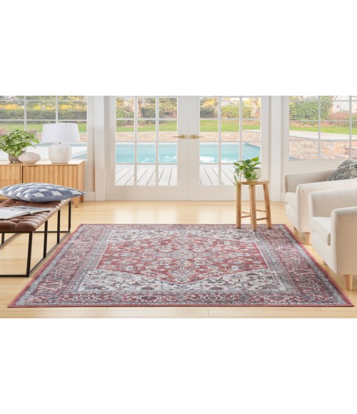 Nicole Curtis Machine Washable Series 1 Brick Ivory SR104 4 ft. X 6 ft. Rectangle Rug