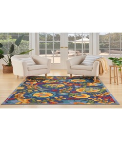 Nourison Aloha Navy Multicolor ALH17 5 ft. 3 in. X 7 ft. 5 in. Rectangle Rug