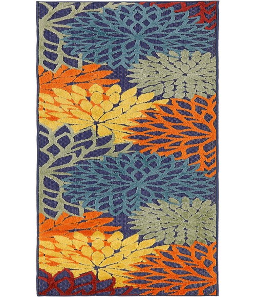 Nourison Aloha Navy Multicolor ALH05 2 ft. 3 in. X 8 ft. Rectangle Rug