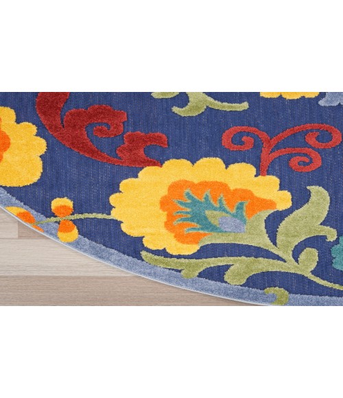 Nourison Aloha Navy Multicolor ALH17 7’10” Round Rug