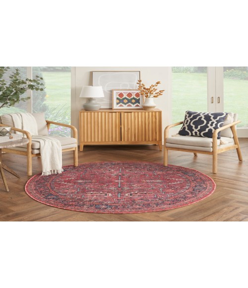 Nicole Curtis Machine Washable Series 1 Brick Rug SR102 7 ft. 10 in. Round - Rugs Town Nicole Curtis Machine Washable Series 1 Brick SR102 7 ft. 10 in. Round Rug