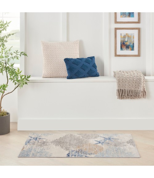 Nourison Seaside Ivory Grey Blue SDS04 2 ft. X 3 ft. Rect. Rug