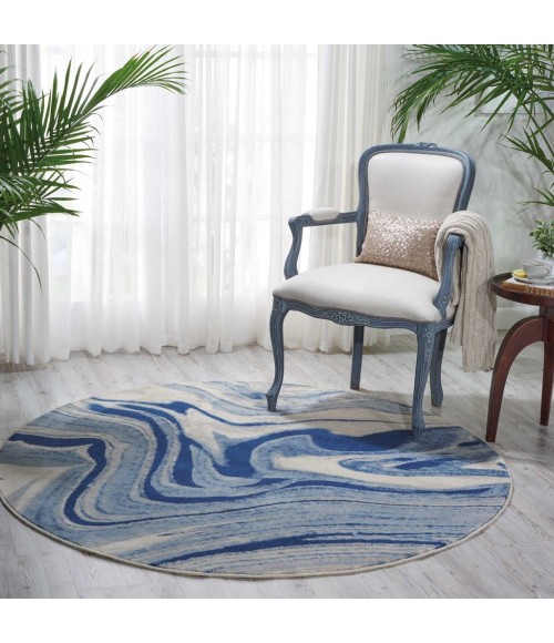 Nourison SOMERSET Area Rug Nourison Somerset Round Area Rug ST749-Light Blue