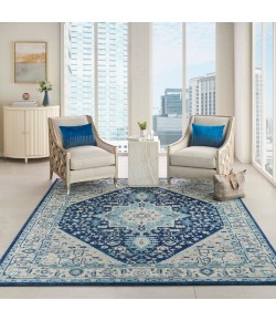 Nourison Tranquil(Traql) - Tra06 Ivory Navy Area Rug 8 ft. X 10 ft. Rectangle