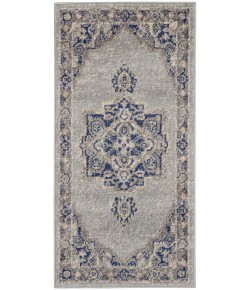 Nourison Tranquil(Traql) - Tra14 Grey Navy Area Rug 2 ft. X 4 ft. Runner