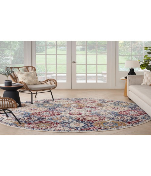 Nourison Grafix Blue Multicolor GRF31 5 ft. 3 in. Round Rug