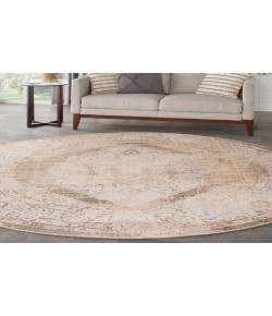 Nourison Astra Machine Washable Beige ASW13 5 ft. 3 in. Round Rug