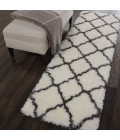 Nourison Ultra Plush Shag Runner Area Rug ULP02-Ivory/Charcoal