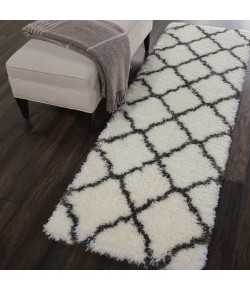 Nourison Luxe Shag - Lxs02 Ivory Charcoal Area Rug 2 ft. 2 X 7 ft. 6 Rectangle