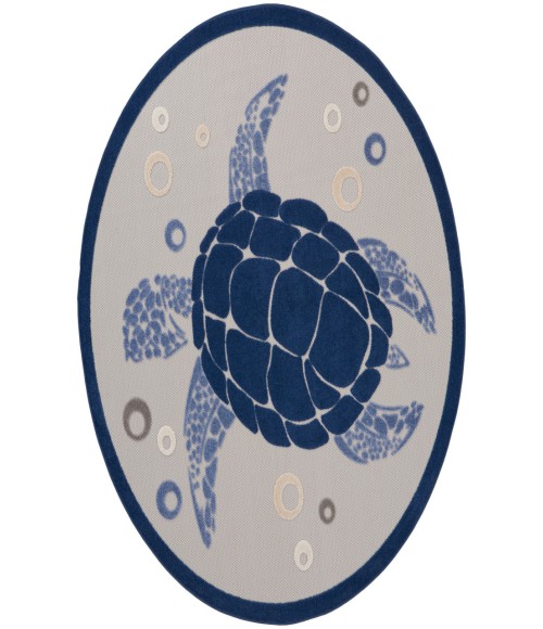 Nourison Aloha Navy Blue ALH27 7’10” Round Rug