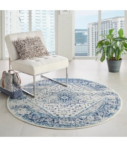 Nourison Tranquil(Traql) - Tra06 Ivory Light Blue Area Rug 4 ft. X Round