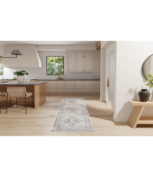Nourison Astra Machine Washable Grey Multicolor ASW12 2 ft. X 6 ft. Rectangle Rug
