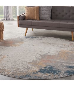 Nourison Rustic Textures - Rus13 Grey Blue Area Rug 7 ft. 10 in. Round