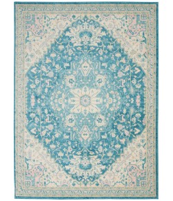 Nourison Tranquil(Traql) - Tra07 Ivory Turquoise Area Rug 5 ft. 3 X 7 ft. 3 Rectangle