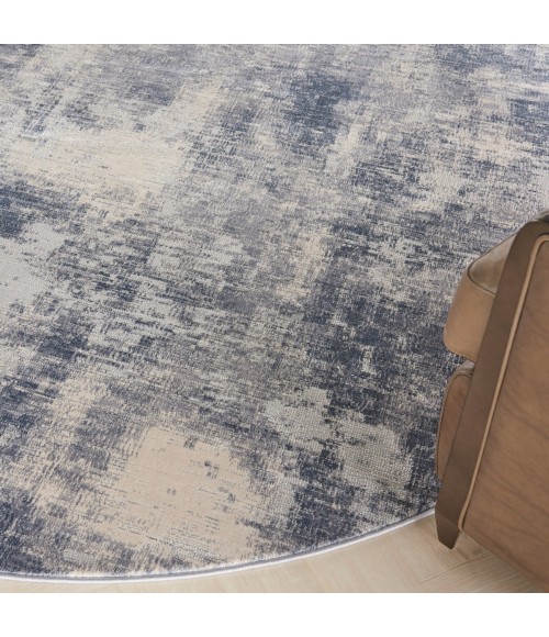 Nourison Rustic Textures Area Rug RUS02 Blue/Ivory 5'3" Round