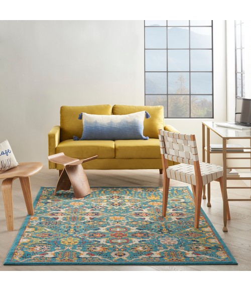 Nourison Allur Area Rug ALR03 Turquoise Ivory