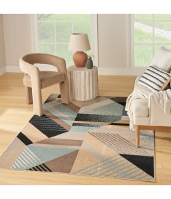 Nourison Home Washable Decor Blue Multicolor WSD10 5 ft. 3 in. X 7 ft. Rectangle Rug