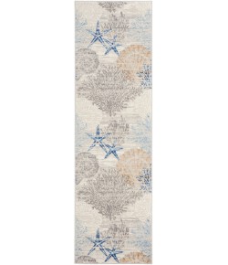 Nourison Seaside 2ft. 3in. x 7ft. 6in. Ivory Grey Blue Coastal, Nautical & Beach Indoor Rug