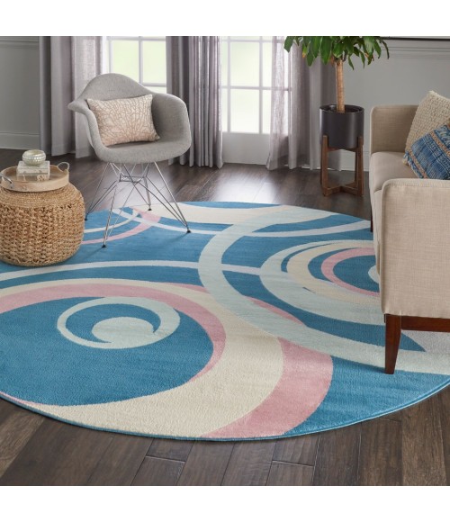 Nourison Grafix Round Area Rug GRF21-Blue Multi Colored