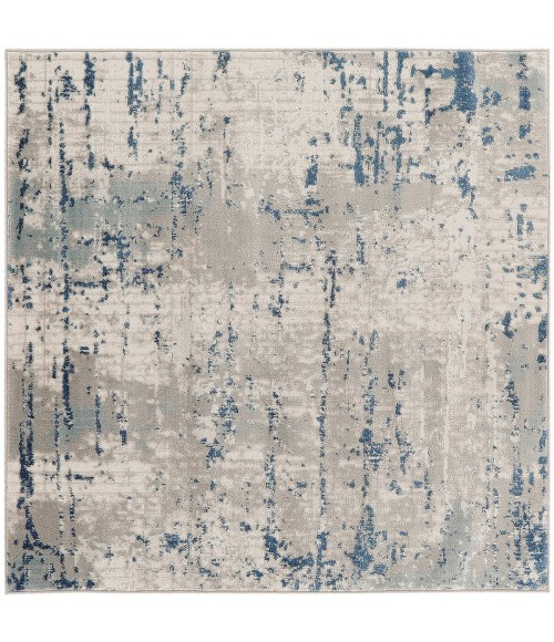 Nourison Quarry Ivory Grey Blue QUA01 5 ft. X Square Rug