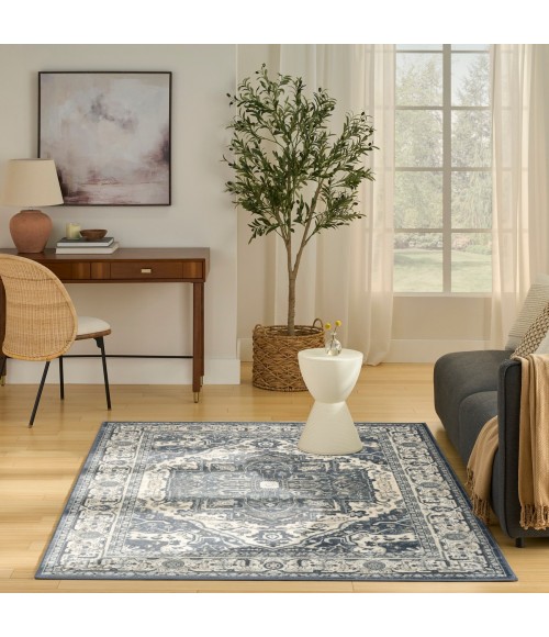 Nourison Quarry Navy Ivory QUA18 5 ft. X 7 ft. Rect. Rug