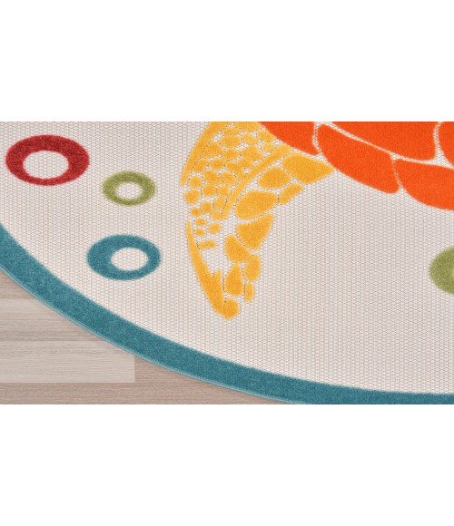 Nourison Aloha Teal Multi ALH27 5 ft. 3 in. Round Rug