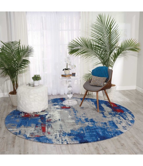 Nourison Twilight Round Area Rug TWI20 Grey/Blue 8' Round