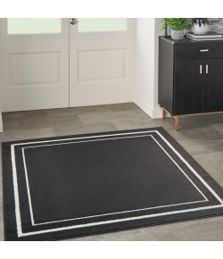 Nourison Essentials - Nre02 Black Ivory Area Rug 5 ft. X Square Square