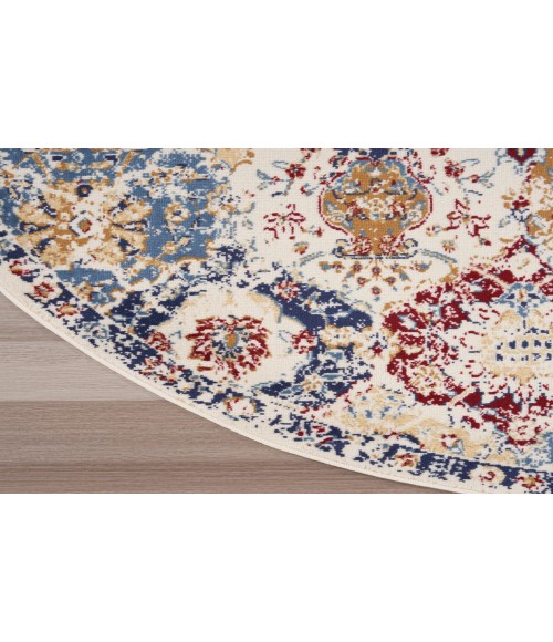 Nourison Grafix Blue Multicolor GRF31 5 ft. 3 in. Round Rug