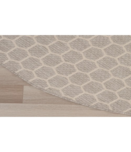 Nourison Reversible Indoor Outdoor Grey RVB01 8 ft. Round Rug