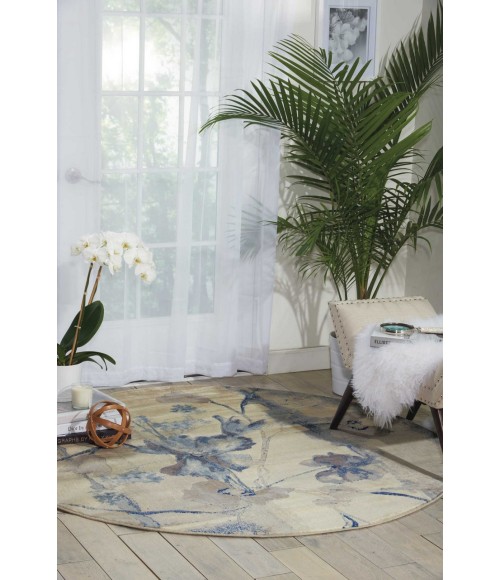 Nourison Somerset Round Area Rug ST18-Ivory/Blue