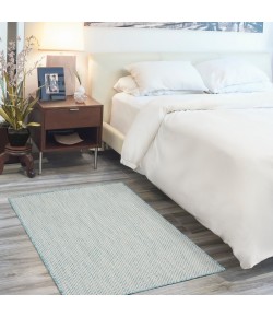Nourison Courtyard - Cou01 Ivory Aqua Area Rug 3 ft. X 5 ft. Rectangle