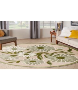 Nourison Aloha Ivory Green ALH33 5 ft. 3 in. Round Rug