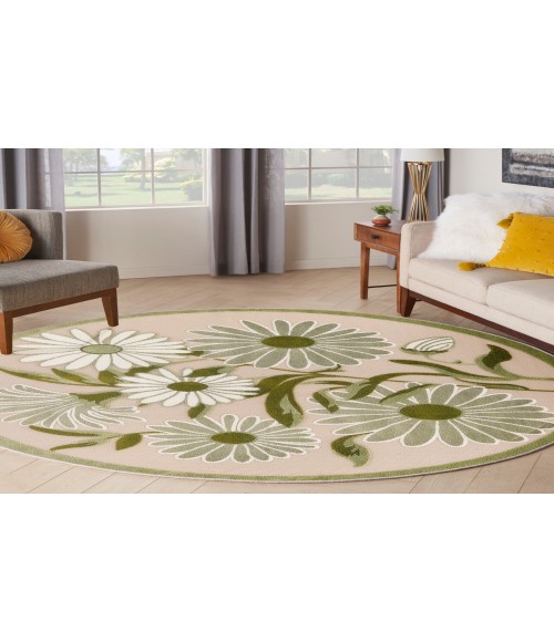 Nourison Aloha Ivory Green ALH33 5 ft. 3 in. Round Rug